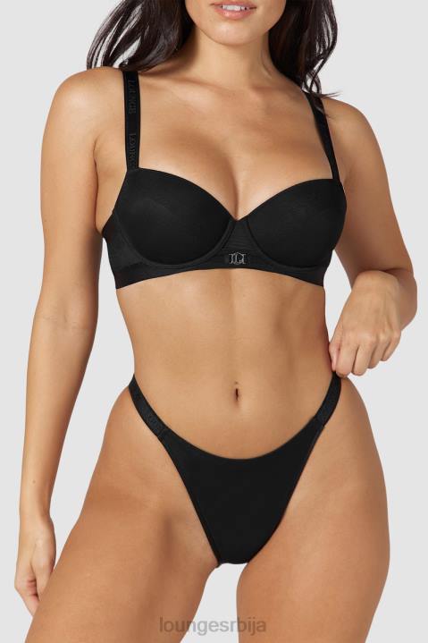 глатка мрежаста мајица грудњак и танге/гаћице сет Жене Lounge Доњи веш JPFL128 црн