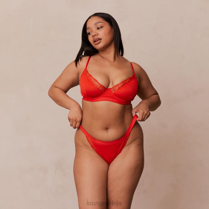 ребрасти балконски грудњак и танге/гаћице Жене Lounge Доњи веш JPFL131 црвена