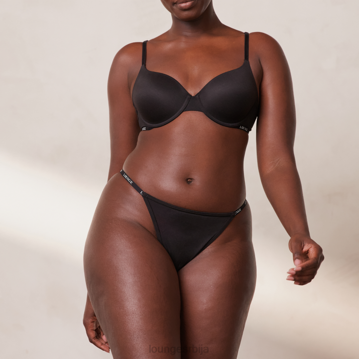 глатки класични грудњак са мајицама и танги/гаћице сет Жене Lounge Доњи веш JPFL135 црн