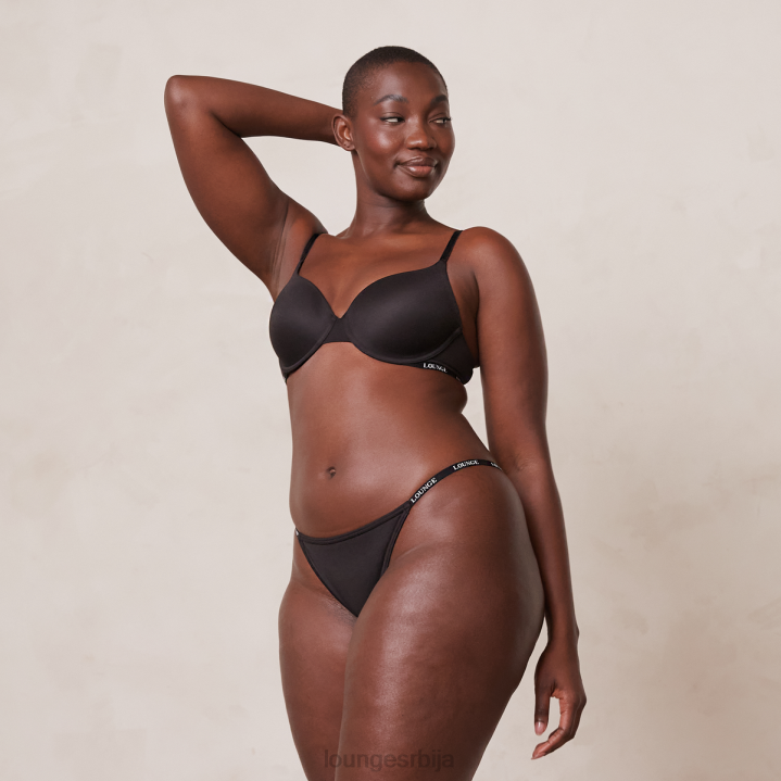 глатки класични грудњак са мајицама и танги/гаћице сет Жене Lounge Доњи веш JPFL135 црн