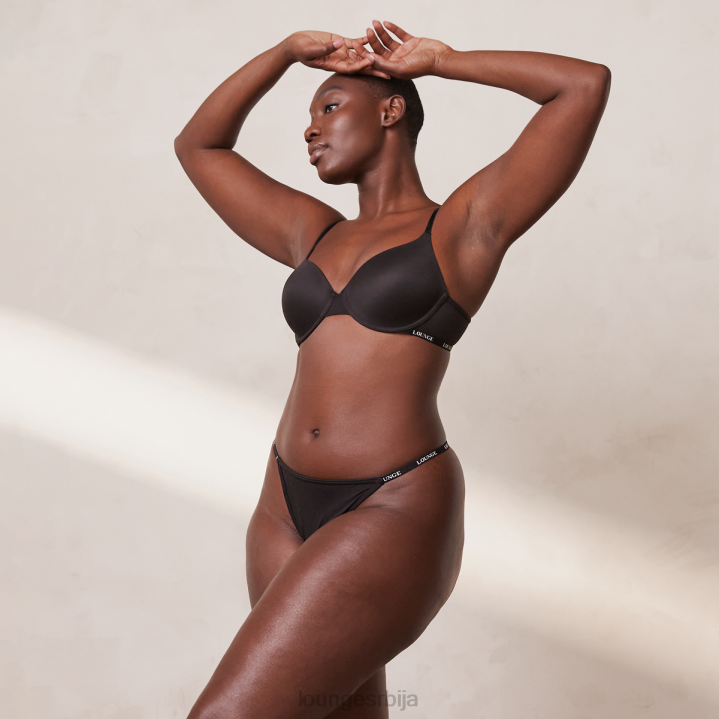 глатки класични грудњак са мајицама и танги/гаћице сет Жене Lounge Доњи веш JPFL135 црн