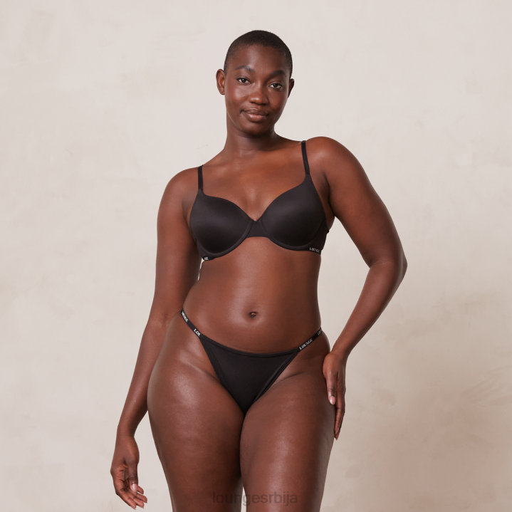 глатки класични грудњак са мајицама и танги/гаћице сет Жене Lounge Доњи веш JPFL135 црн