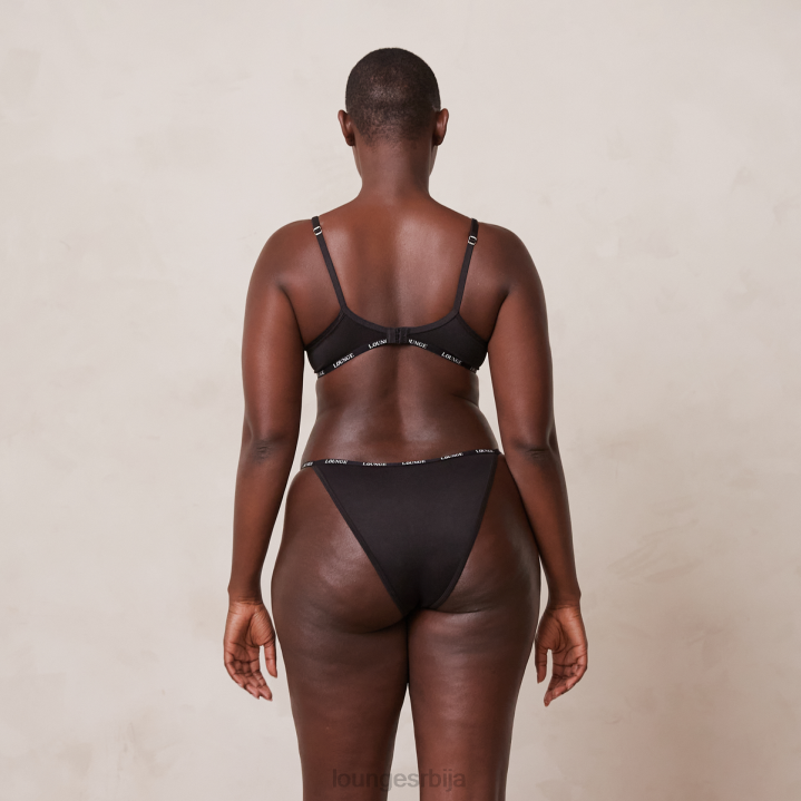 глатки класични грудњак са мајицама и танги/гаћице сет Жене Lounge Доњи веш JPFL135 црн