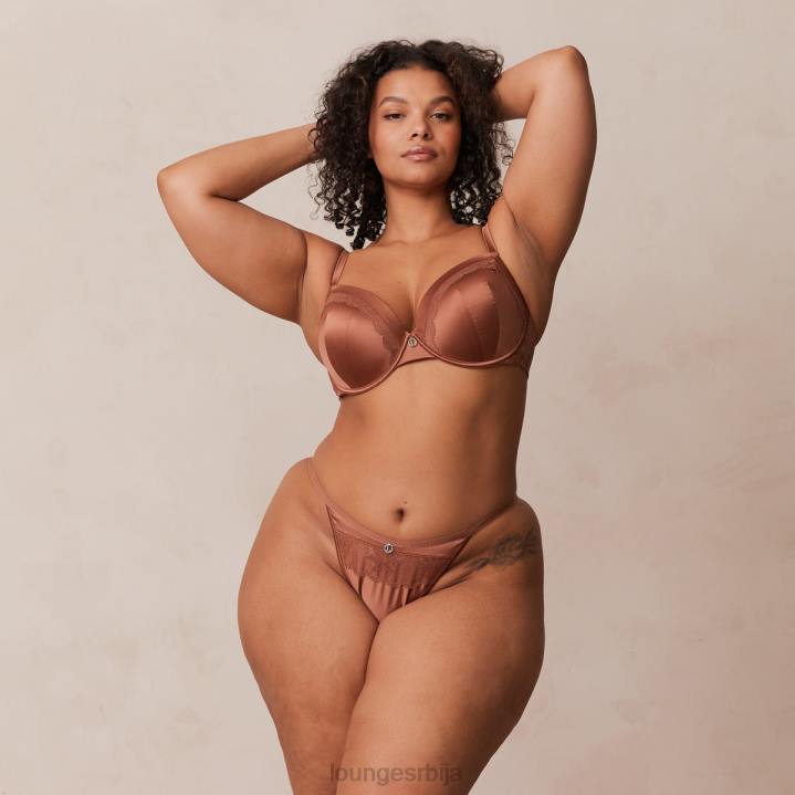 грудњак са меким сатенским мајицама и танге/гаћице Жене Lounge Доњи веш JPFL141 моцха