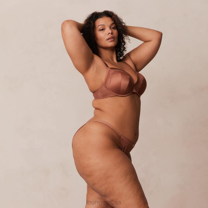 грудњак са меким сатенским мајицама и танге/гаћице Жене Lounge Доњи веш JPFL141 моцха