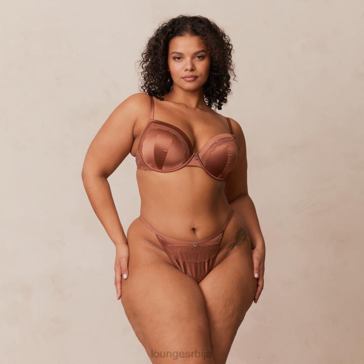 грудњак са меким сатенским мајицама и танге/гаћице Жене Lounge Доњи веш JPFL141 моцха