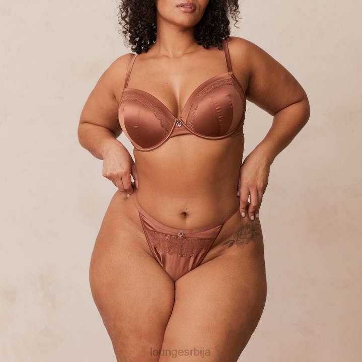 грудњак са меким сатенским мајицама и танге/гаћице Жене Lounge Доњи веш JPFL141 моцха