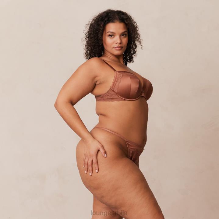 грудњак са меким сатенским мајицама и танге/гаћице Жене Lounge Доњи веш JPFL141 моцха