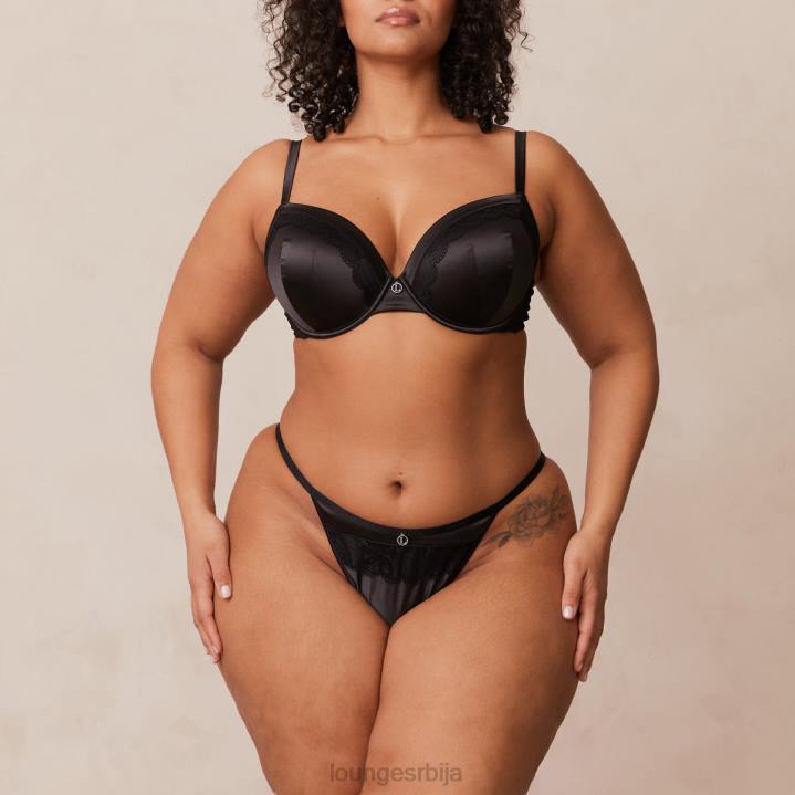 грудњак са меким сатенским мајицама и танге/гаћице Жене Lounge Доњи веш JPFL145 црн