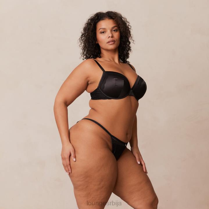 грудњак са меким сатенским мајицама и танге/гаћице Жене Lounge Доњи веш JPFL145 црн