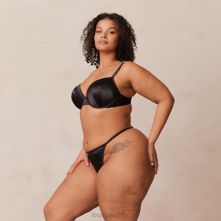 грудњак са меким сатенским мајицама и танге/гаћице Жене Lounge Доњи веш JPFL145 црн