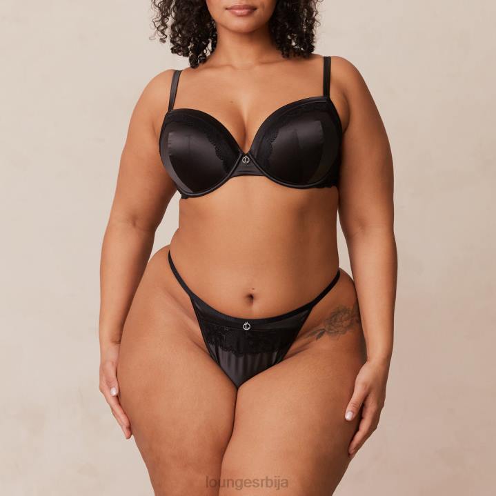 грудњак са меким сатенским мајицама и танге/гаћице Жене Lounge Доњи веш JPFL145 црн
