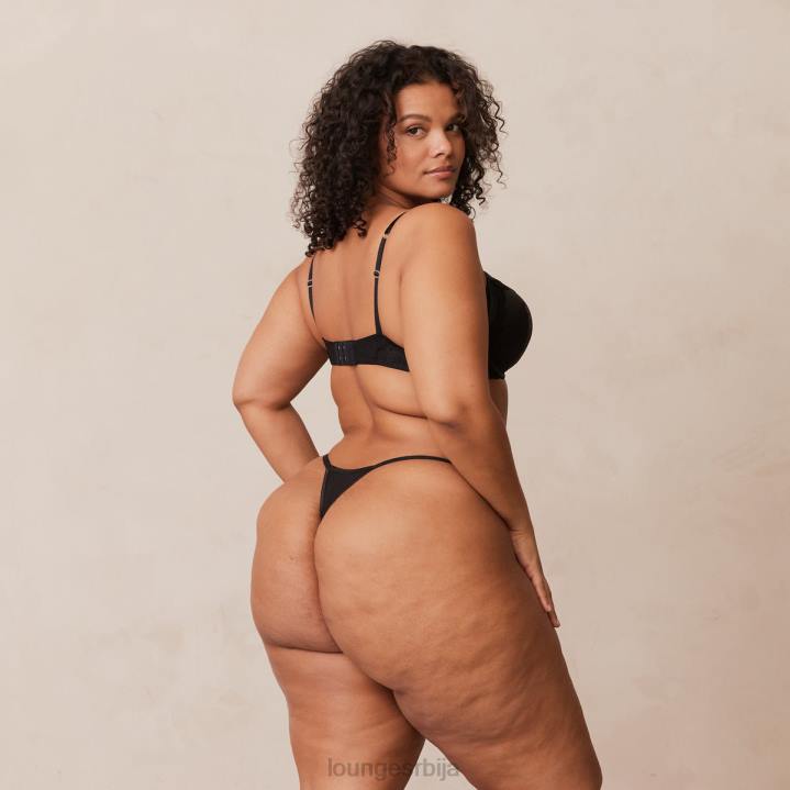 грудњак са меким сатенским мајицама и танге/гаћице Жене Lounge Доњи веш JPFL145 црн
