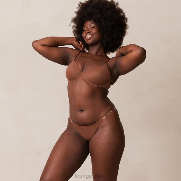 глатки класични грудњак са мајицама и танги/гаћице сет Жене Lounge Доњи веш JPFL146 кестен