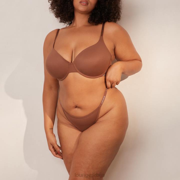 глатки класични грудњак са мајицама и танги/гаћице сет Жене Lounge Доњи веш JPFL146 кестен
