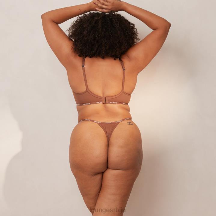 глатки класични грудњак са мајицама и танги/гаћице сет Жене Lounge Доњи веш JPFL146 кестен