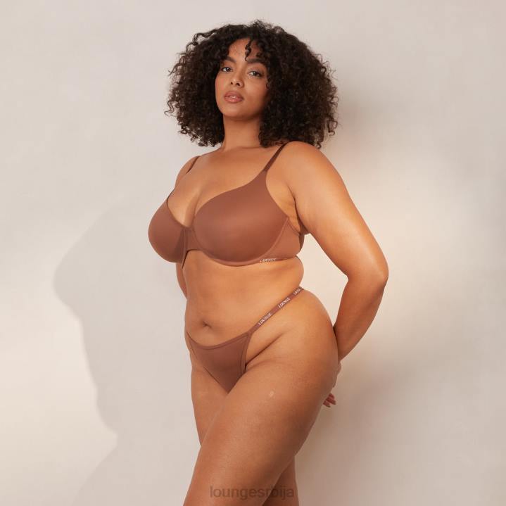 глатки класични грудњак са мајицама и танги/гаћице сет Жене Lounge Доњи веш JPFL146 кестен