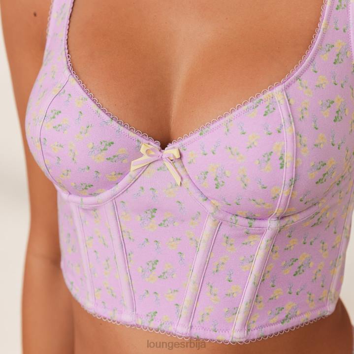 слатки парангал грудњак и г-стринг сет Жене Lounge Доњи веш JPFL152 лила флорал