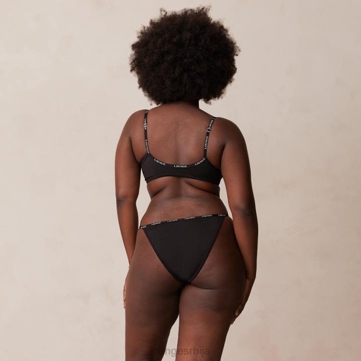 Комплет мајица са глатким предњим закопчавањем и танги/гаћица Жене Lounge Доњи веш JPFL155 црн