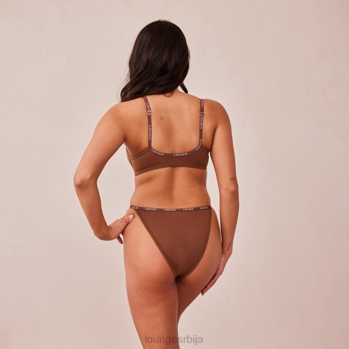 Комплет мајица са глатким предњим закопчавањем и танги/гаћица Жене Lounge Доњи веш JPFL157 кестен
