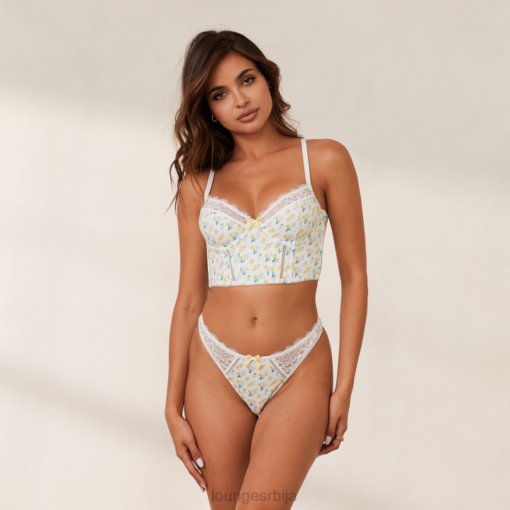 слатки парангал грудњак и танги сет Жене Lounge Доњи веш JPFL158 бели цветни