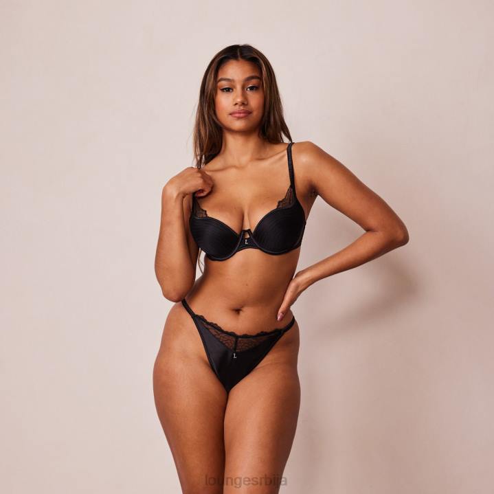 прошивени чипкани балконски грудњак и гаћице/гаћице Жене Lounge Доњи веш JPFL161 црн