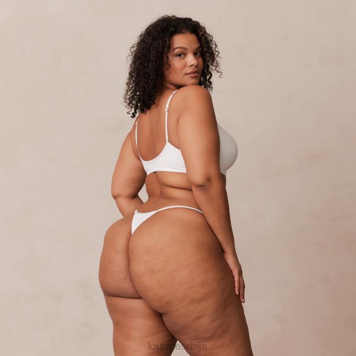 Комплет мајица са глатким предњим закопчавањем и танги/гаћица Жене Lounge Доњи веш JPFL164 бео