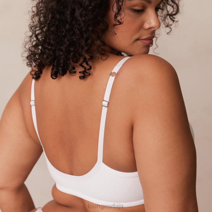 Комплет мајица са глатким предњим закопчавањем и танги/гаћица Жене Lounge Доњи веш JPFL164 бео