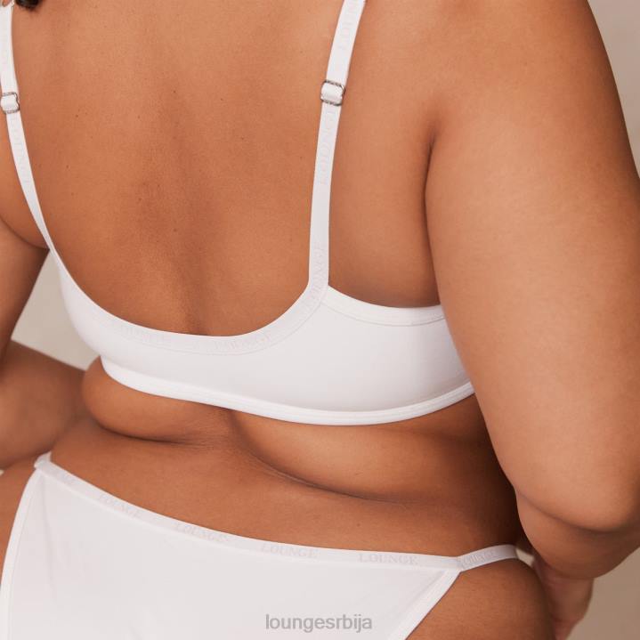 Комплет мајица са глатким предњим закопчавањем и танги/гаћица Жене Lounge Доњи веш JPFL164 бео