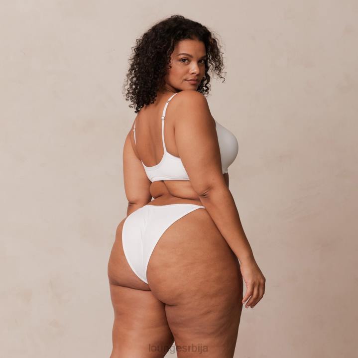 Комплет мајица са глатким предњим закопчавањем и танги/гаћица Жене Lounge Доњи веш JPFL164 бео