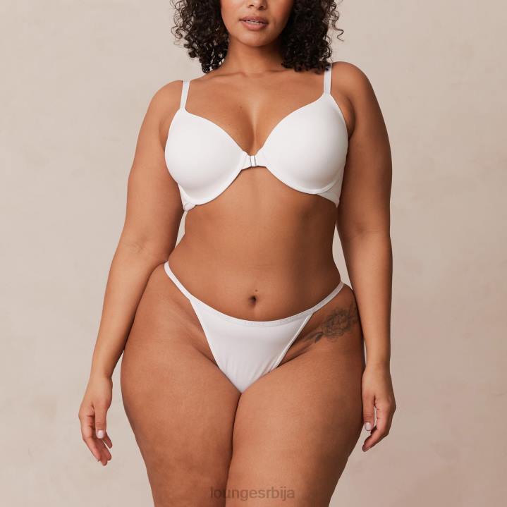 Комплет мајица са глатким предњим закопчавањем и танги/гаћица Жене Lounge Доњи веш JPFL164 бео