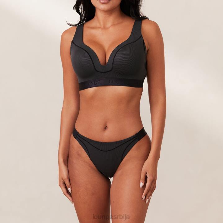 ребрасти комплет свесног грудњака и тангица/гаћица Жене Lounge Доњи веш JPFL165 црн