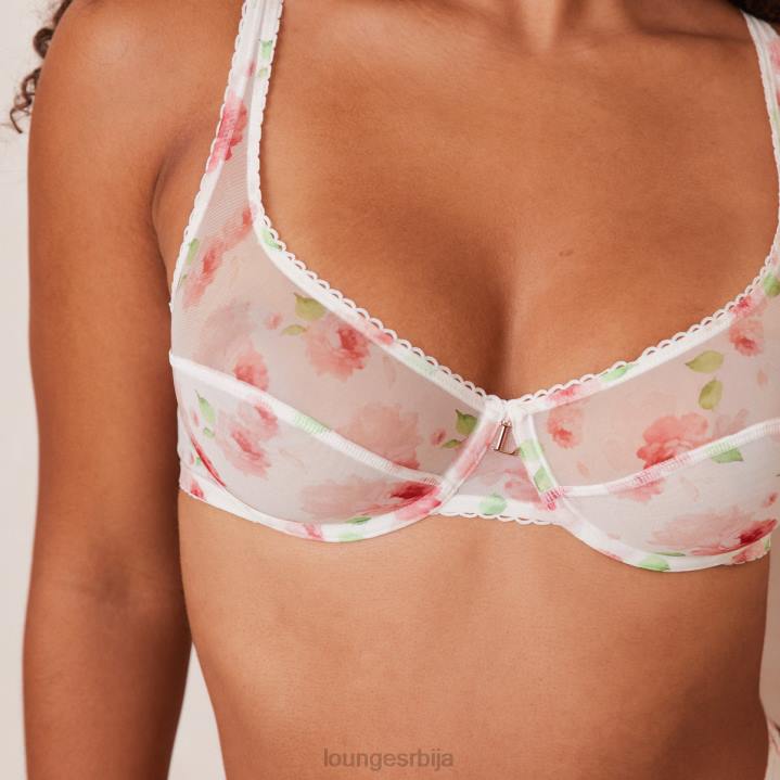 сет балконских грудњака и танги са цветним мрежастим изгледом Жене Lounge Доњи веш JPFL27 бео