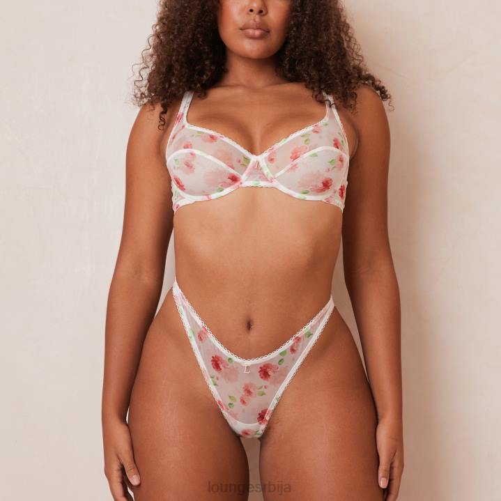 сет балконских грудњака и танги са цветним мрежастим изгледом Жене Lounge Доњи веш JPFL27 бео