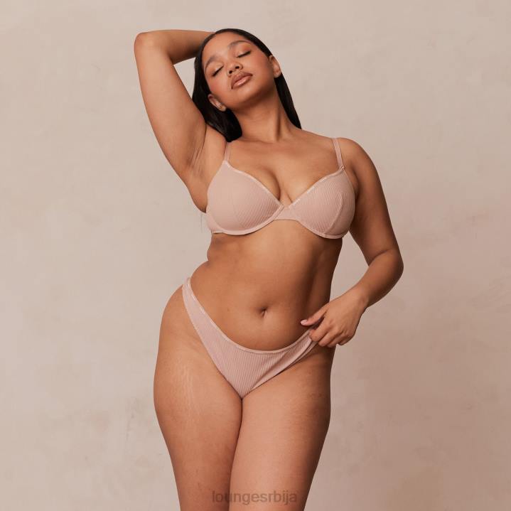 тако мека ребраста мајица грудњака и танги Жене Lounge Доњи веш JPFL34 таупе