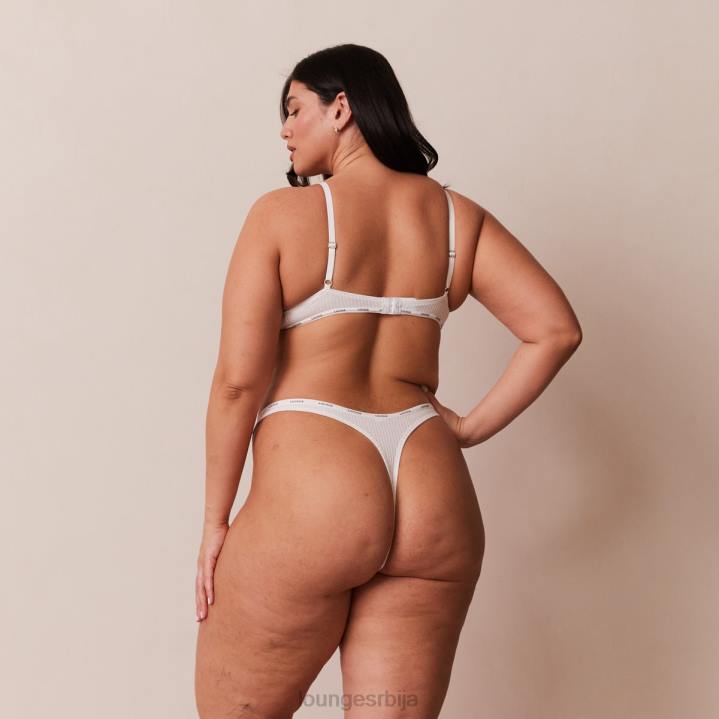 тако мека ребраста мајица грудњака и танги Жене Lounge Доњи веш JPFL60 бео