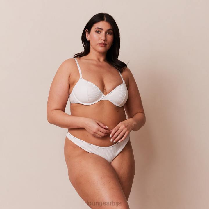 тако мека ребраста мајица грудњака и танги Жене Lounge Доњи веш JPFL60 бео