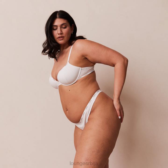 тако мека ребраста мајица грудњака и танги Жене Lounge Доњи веш JPFL60 бео