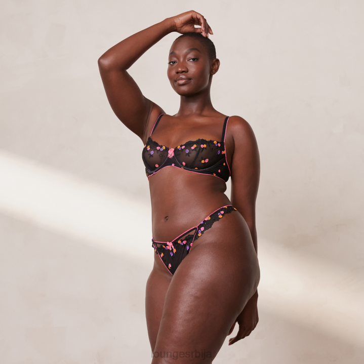 неонски балконски грудњак и г-стринг сет Жене Lounge Доњи веш JPFL62 црн