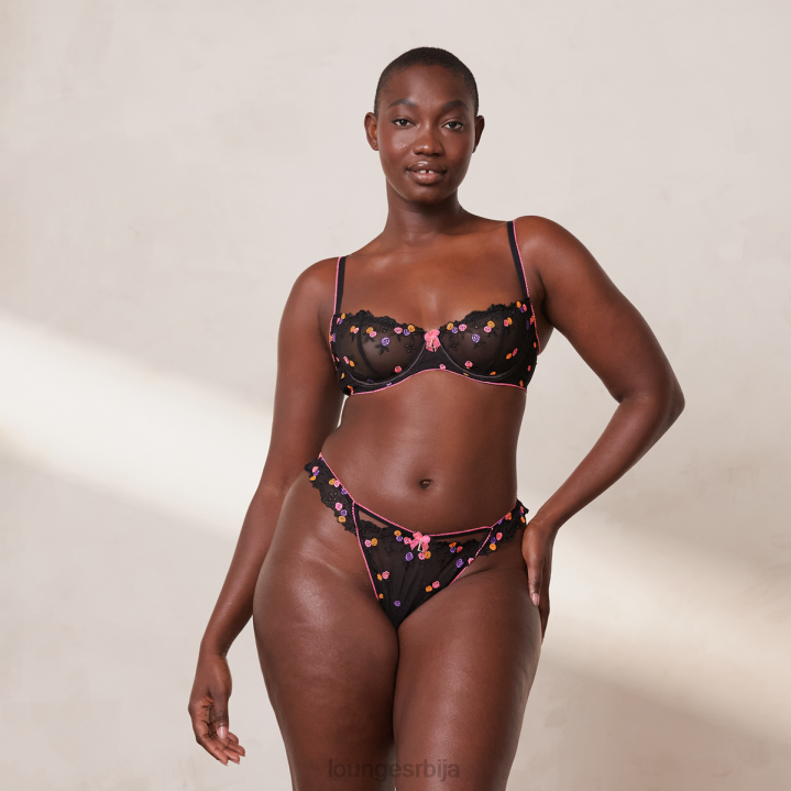 неонски балконски грудњак и г-стринг сет Жене Lounge Доњи веш JPFL62 црн