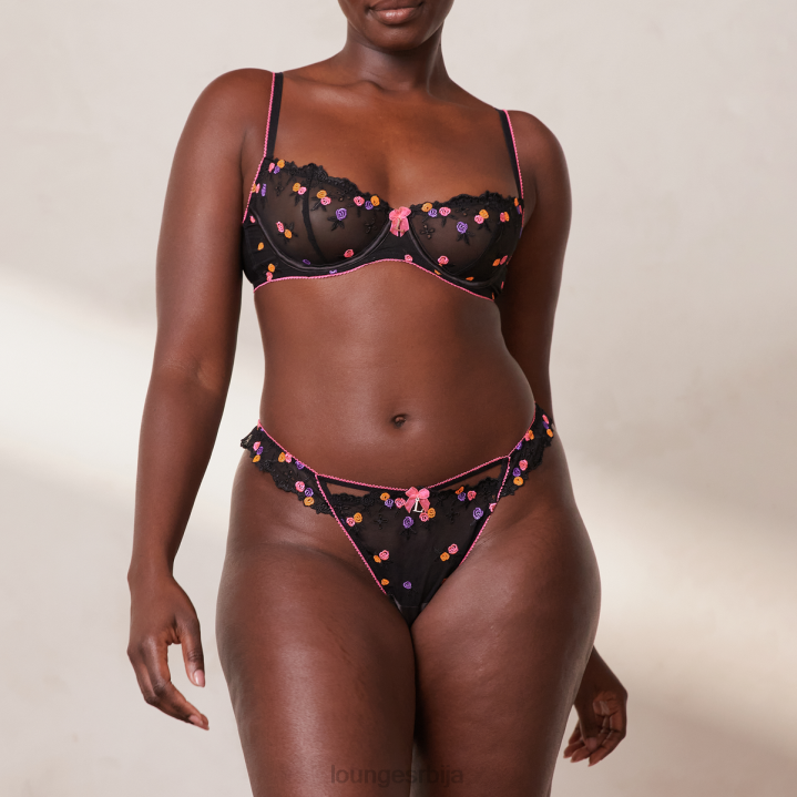 неонски балконски грудњак и г-стринг сет Жене Lounge Доњи веш JPFL62 црн
