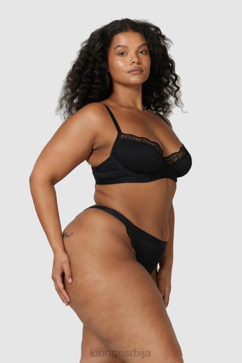 ребрасти балконски грудњак и танге/гаћице Жене Lounge Доњи веш JPFL73 црн