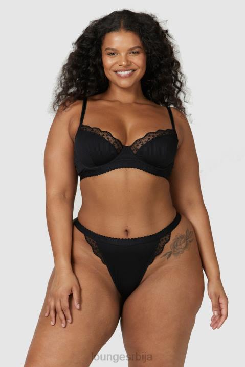 ребрасти балконски грудњак и танге/гаћице Жене Lounge Доњи веш JPFL73 црн