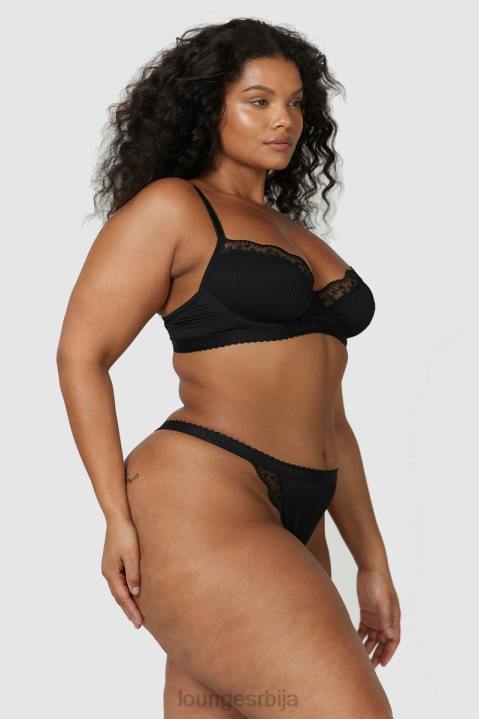 ребрасти балконски грудњак и танге/гаћице Жене Lounge Доњи веш JPFL73 црн