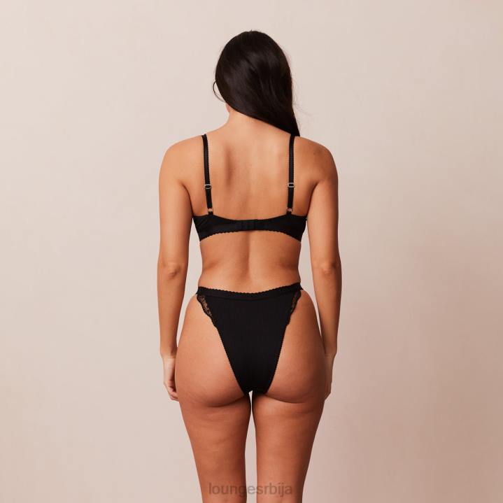 ребрасти балконски грудњак и танге/гаћице Жене Lounge Доњи веш JPFL73 црн
