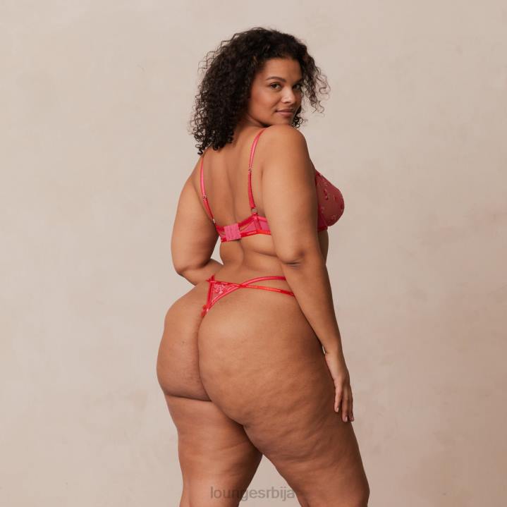 Балкон грудњак и гаћице са везеним руменилама Жене Lounge Доњи веш JPFL83 хот пинк