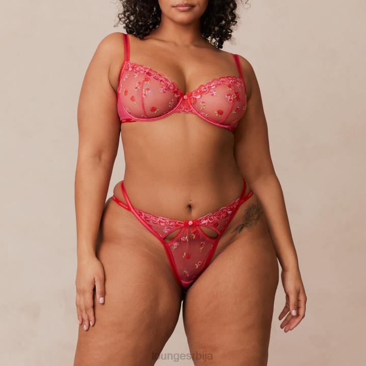 Балкон грудњак и гаћице са везеним руменилама Жене Lounge Доњи веш JPFL83 хот пинк