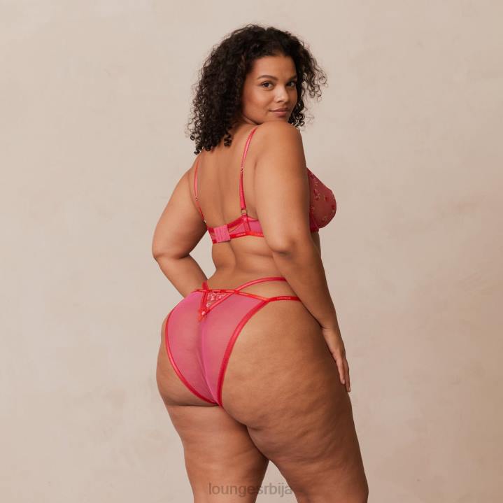 Балкон грудњак и гаћице са везеним руменилама Жене Lounge Доњи веш JPFL83 хот пинк