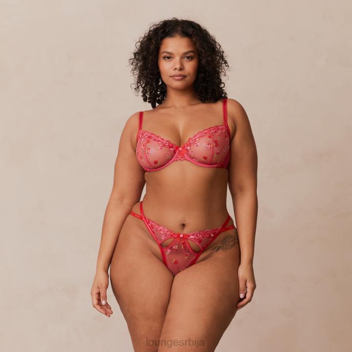 Балкон грудњак и гаћице са везеним руменилама Жене Lounge Доњи веш JPFL83 хот пинк