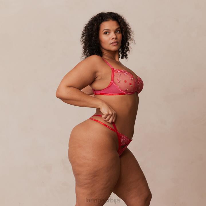 Балкон грудњак и гаћице са везеним руменилама Жене Lounge Доњи веш JPFL83 хот пинк